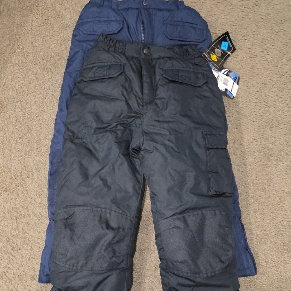 Kids Navy Blue And Black Snow Pants